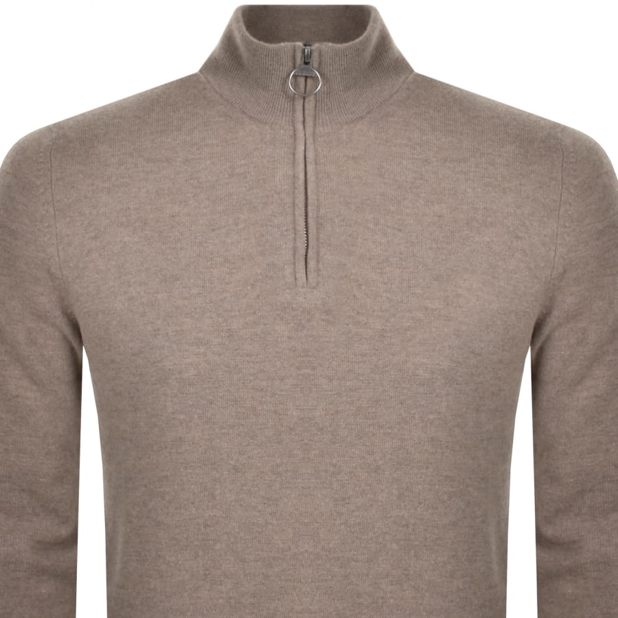 Barbour Marlow Wool Half Zip Knit Jumper Beige Mainline Menswear Ireland